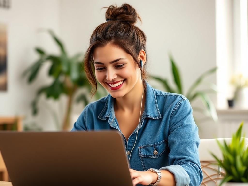 Consultora comercial trabalhando no notebook